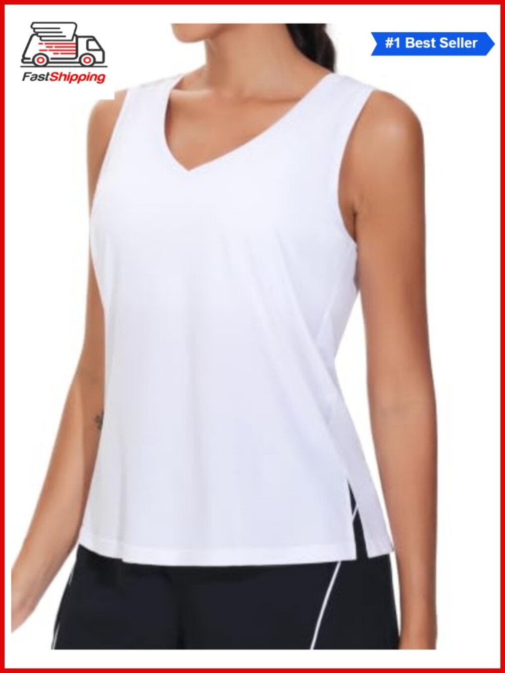 Women's Loose Fit Workout Tank Top Sleeveless V Neck Yoga Shirt
